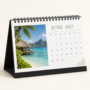 Desk Calendar (Hard Stand) 黑色硬底定制桌历示意图
